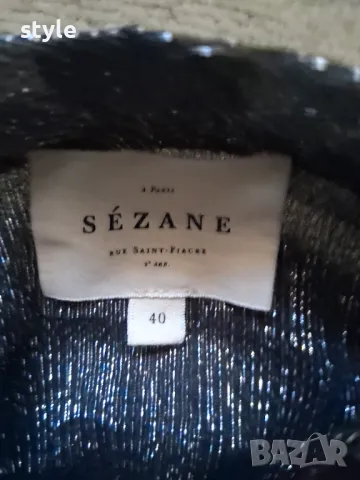 Sezane     Abelia Blouse Metallic Silver , снимка 9 - Ризи - 50434959