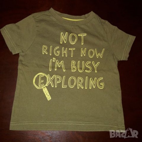 2-3г 98см Тениска с къс ръкав  Материя памук Цвят войнишко зелено Без следи от употреба, снимка 1 - Детски тениски и потници - 26750962