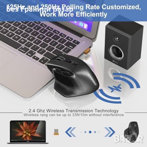 Нова Ергономична Безжична Мишка 5-степен DPI - Идеална за Гейминг, снимка 5 - Клавиатури и мишки - 43567666