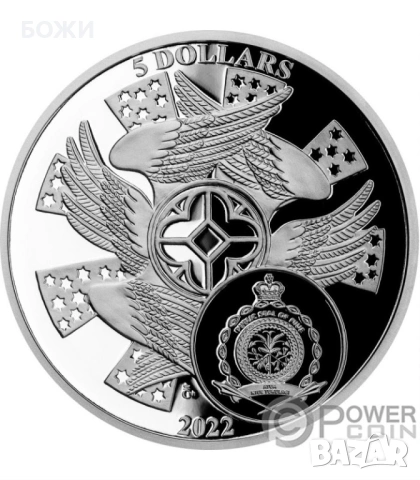 Архангел Михаил – рядка сребърна монета 2 oz PROOF – Niue 2022 – тираж 500 – сертификат, снимка 2 - Нумизматика и бонистика - 53305794