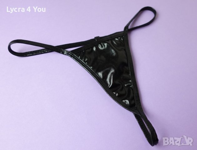 S/M силно изрязана Т-образна черна кожена прашка, снимка 3 - Бельо - 43870720