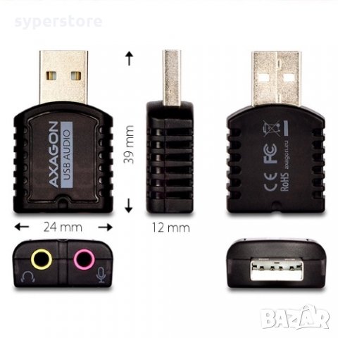 Звукова карта на USB Axagon ADA-10 USB Sound Card External, снимка 2 - Друга електроника - 32515837