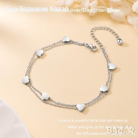 Нова Сребърна Луксозна гривна сърце Жени Подарък, снимка 2 - Гривни - 43362024