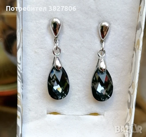 Комплект обеци с камъни Сваровски Swarovski, снимка 3 - Обеци - 51207829