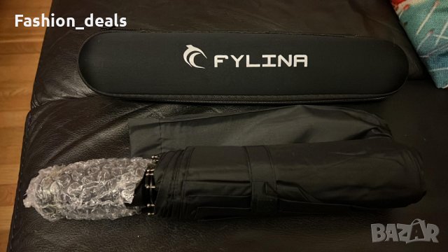 Нов Сгъваем ветроустойчив чадър автоматично отваряне Черен FYLINA , снимка 8 - Други - 35614261