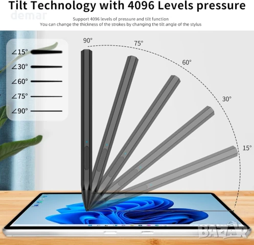 Стилус MAYDORHER за Microsoft Surface Pro 11/10/9/X/8/7/6/5/4/3, черен, снимка 2 - Друга електроника - 50907746