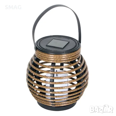 Соларен настолен фенер лампа Кафяв Черен Ø15x15см S_1178477, снимка 4 - Соларни лампи - 49907232