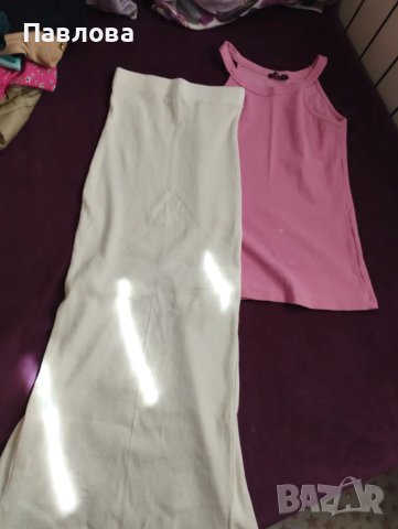 Дълга, спортна пола в бяло и потник за лятото, снимка 2 - Поли - 49426513