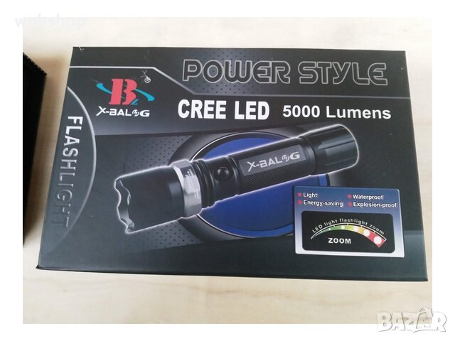 Акумулаторен LED фенер X-BALOG, 3W Cree Led, 5000 Lumens, черен, снимка 2 - Други стоки за дома - 40005498