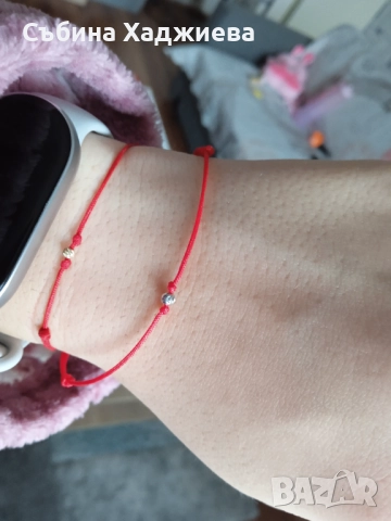 Червени кончета със сребърни и златни топчета, снимка 2 - Колиета, медальони, синджири - 51963898