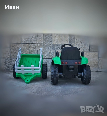ТОП ЦЕНА!НОВО!Детски акумулаторен трактор с ремарке Dallas GREEN с 12V батерия,дистанционно,USB, снимка 4 - Детски велосипеди, триколки и коли - 52047677