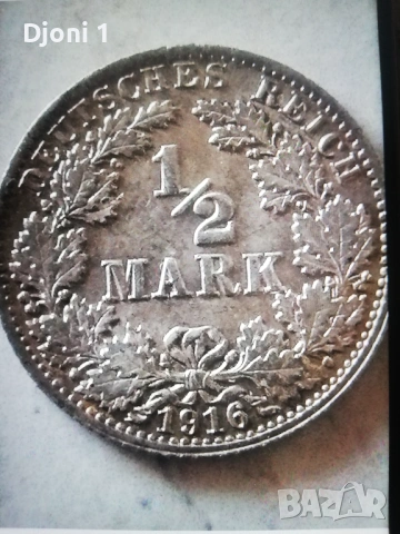 1/2 Mark Deutches Reich 1916 Silber 