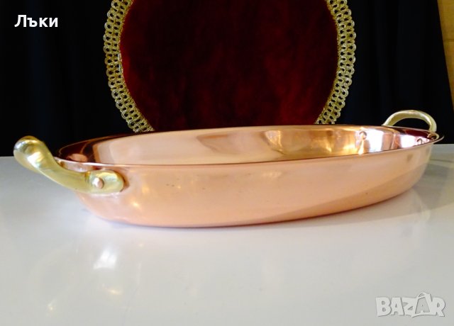 Медна тава,меден съд за готвене и сервиране 1 кг. , снимка 3 - Антикварни и старинни предмети - 43845305