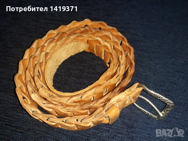 Красив кафяв кожен дамски колан с дължина 112 см, снимка 1