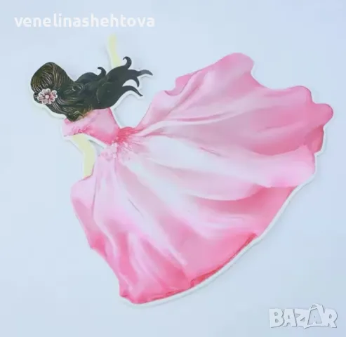 Момиче дама с дълга рокля в гръб картонен топер за декорация на торта , снимка 4 - Други - 50237803