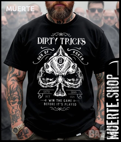 Черна тениска с щампа – DIRTY TRICKS POKER
