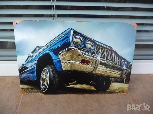 Метална табела Ретро класическа американска кола автомобил хромирана решетка