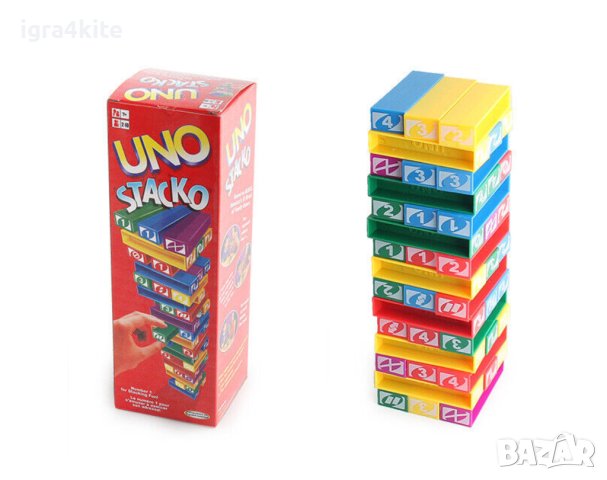 MINI JENGA UNO STACKO | Блокчета УНО за строене. Eдна невероятна игра, снимка 6 - Образователни игри - 43764560