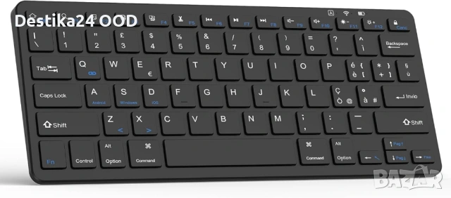 Bluetooth Клавиатура за iPad, Android и Windows – Презареждаема Черна