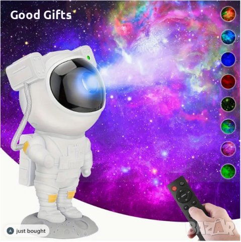Лампа проектор Астронавт, звезден проектор, Нощна лампа за деца, снимка 6 - Лед осветление - 42309040