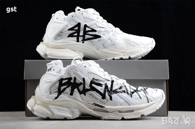 Редки Balenciaga Runner street Graffiti White Shoes Маратонки Унисекс Мъжки дамски кецове , снимка 1