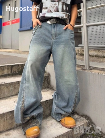 Нови baggy дънки Casual Loose Fit Jeans панталони камуфлаж размер 34, снимка 6 - Дънки - 52459340
