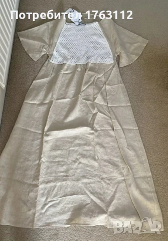 Zara дамска ленена рокля с бродерия, S-M размер 