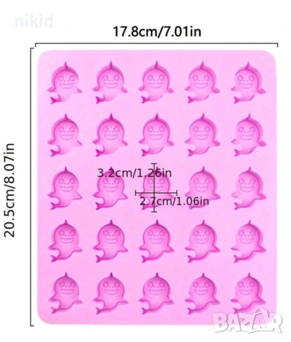 малки Бебе Акули Baby Shark силиконов молд форма фондан шоколад желирани бонбони , снимка 2 - Форми - 51598525