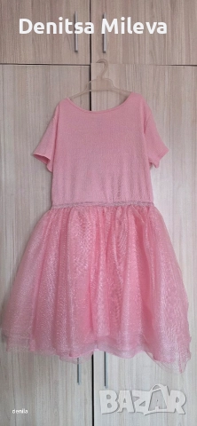 Розова рокля 134 размер