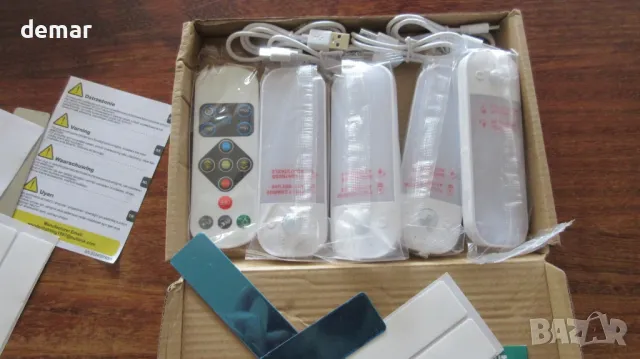 4 броя USB вътрешни акумулаторни LED лампи, сензор за движение, плавно димиране с 3 цветни светлини, снимка 8 - Лед осветление - 47378538