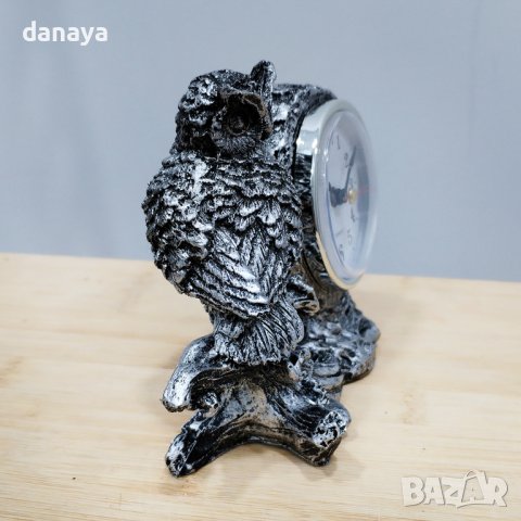 4421 Декоративен настолен часовник с бухал, снимка 2 - Статуетки - 43981960