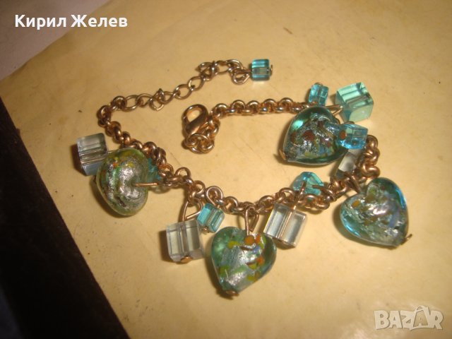 КРАСИВА АРТ ДЕКО СТИЛ ГРИВНА с ВИСУЛКИ от ЦВЕТНО ВЕНЕЦИАНСКО СТЪКЛО МУРАНО 29421