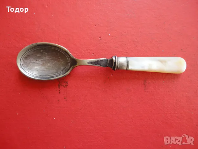 Уникална старинна лъжичка седеф, снимка 5 - Антикварни и старинни предмети - 48431338
