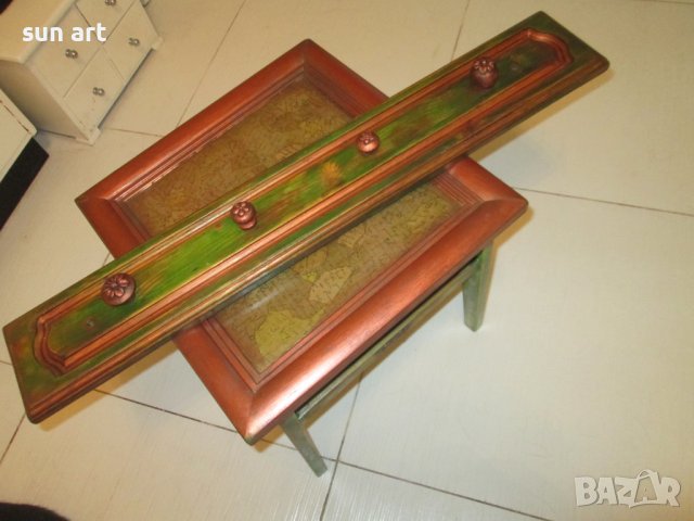 дървена арт закачалка зелена-80см, снимка 7 - Закачалки - 39470654