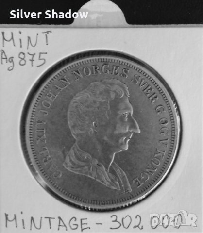Монета Норвегия 1 Спесиедалер 1844 г. - Реплика, снимка 2 - Нумизматика и бонистика - 31649019