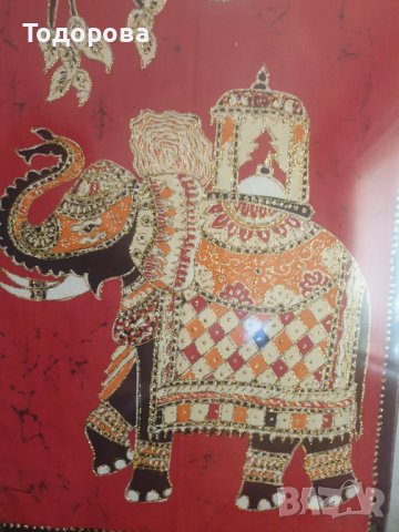 Ръчно рисувана индийска авторска  коприна, снимка 4 - Картини - 39649976