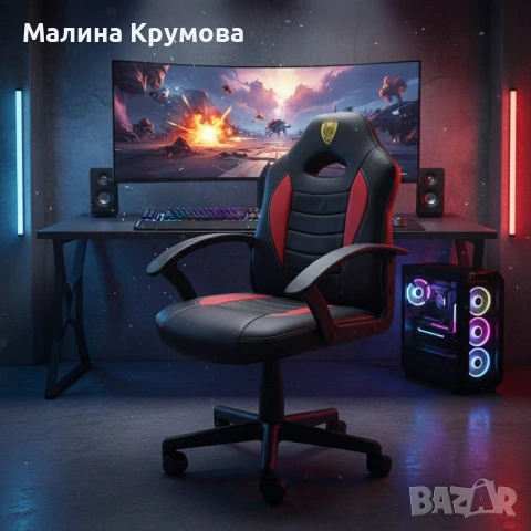 Детски геймърски офис стол – Спортен дизайн, ергономичен и регулируем