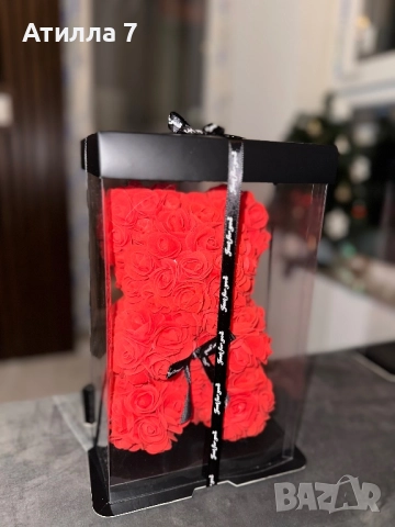 Подаръчно мече с вечни рози и елегантна панделка - идеално за празници, снимка 9 - Подаръци за жени - 52711961