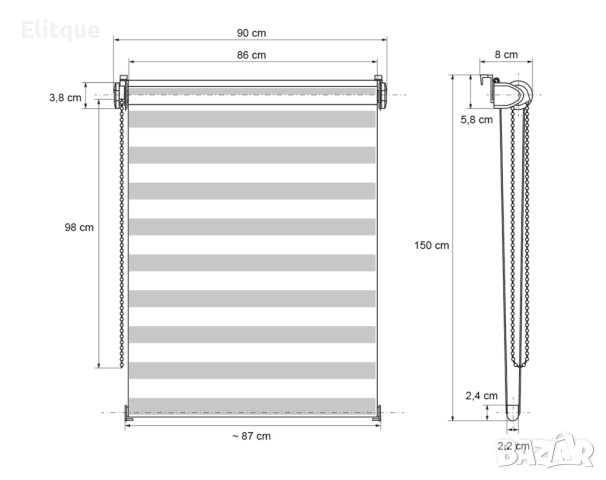 Щори ECD  Ролетни, Текстилни, Двойни, Без пробиване, Включен монтажен материал, Бял,Сив ,Бежов, снимка 9 - Други стоки за дома - 52905247