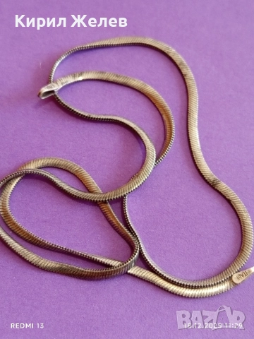 Сребърен синджир тип змийска плетка красив стилен дизайн Italy 48096, снимка 8 - Колиета, медальони, синджири - 52834917