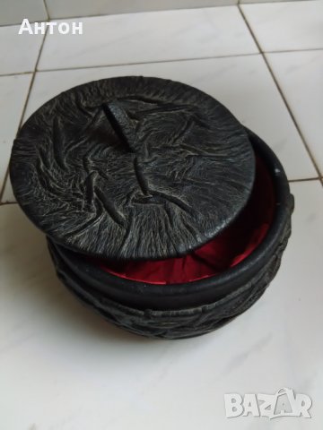 Стара кожена кутия за бижута., снимка 2 - Антикварни и старинни предмети - 26773407