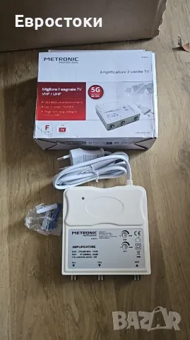 Metronic 414113 - VHF/UHF вътрешен телевизионен усилвател за DTT с LTE филтър, 5G съвместим, снимка 2 - Приемници и антени - 49605399