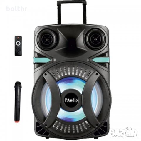 Караоке Тонколона PA-152, 15 инча, Безжичен Микрофон, Акумулатор, Bluetooth, FM радио, USB, Карта па, снимка 1