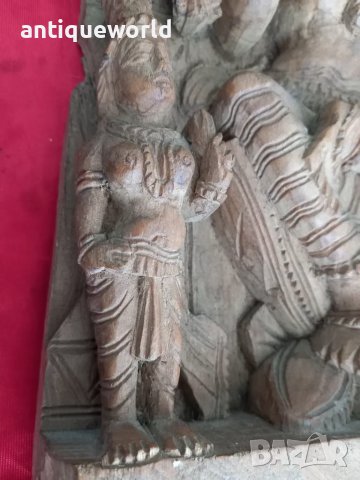 Стара Азиатска Дърворезба, Пано ,Будизъм, Богиня,Буда, снимка 3 - Антикварни и старинни предмети - 49219406