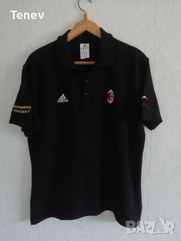 AC Milan Adidas 2XL памучна оригинална поло черна тениска Милан Supporters XXL 