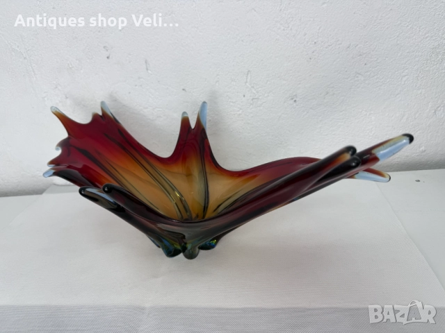 Стъклена купа/фруктиера Murano №7584 , снимка 6 - Антикварни и старинни предмети - 52317033
