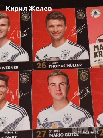 Колекционерски картички на футболисти ТИМО ВЕРНЕР,МАРИО ГЬОТЦЕ,ТХОМАС МЮЛЕР 51004, снимка 3 - Колекции - 51702159