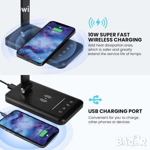 BIENSER LED настолна лампа USB за зареждане 600LM офис лампа с 10 нива на яркост 5цветови нива НОВА, снимка 2 - Настолни лампи - 51695832