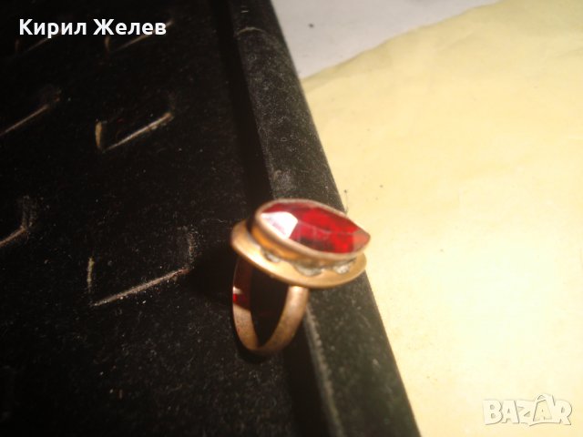 СТАР МЕДЕН ПОЗЛАТЕН ПРЪСТЕН с ЮВЕЛИРНО ФАСЕТИРАН ГРАНАТ АРТ ДЕКО УНИКАТ МАЙСТОРСКИ 21657, снимка 13 - Антикварни и старинни предмети - 32552903