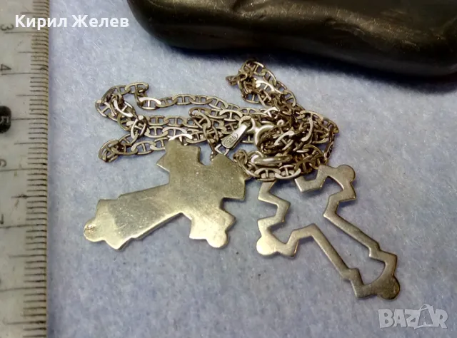 СТИЛЕН ДВОЕН СРЕБЪРЕН КРЪСТ със СРЕБЪРНА ВЕРИЖКА - СРЕБРО 925 ITALY МАЙСТОРСКА АРТ ИЗРАБОТКА 50133, снимка 6 - Колиета, медальони, синджири - 49327994